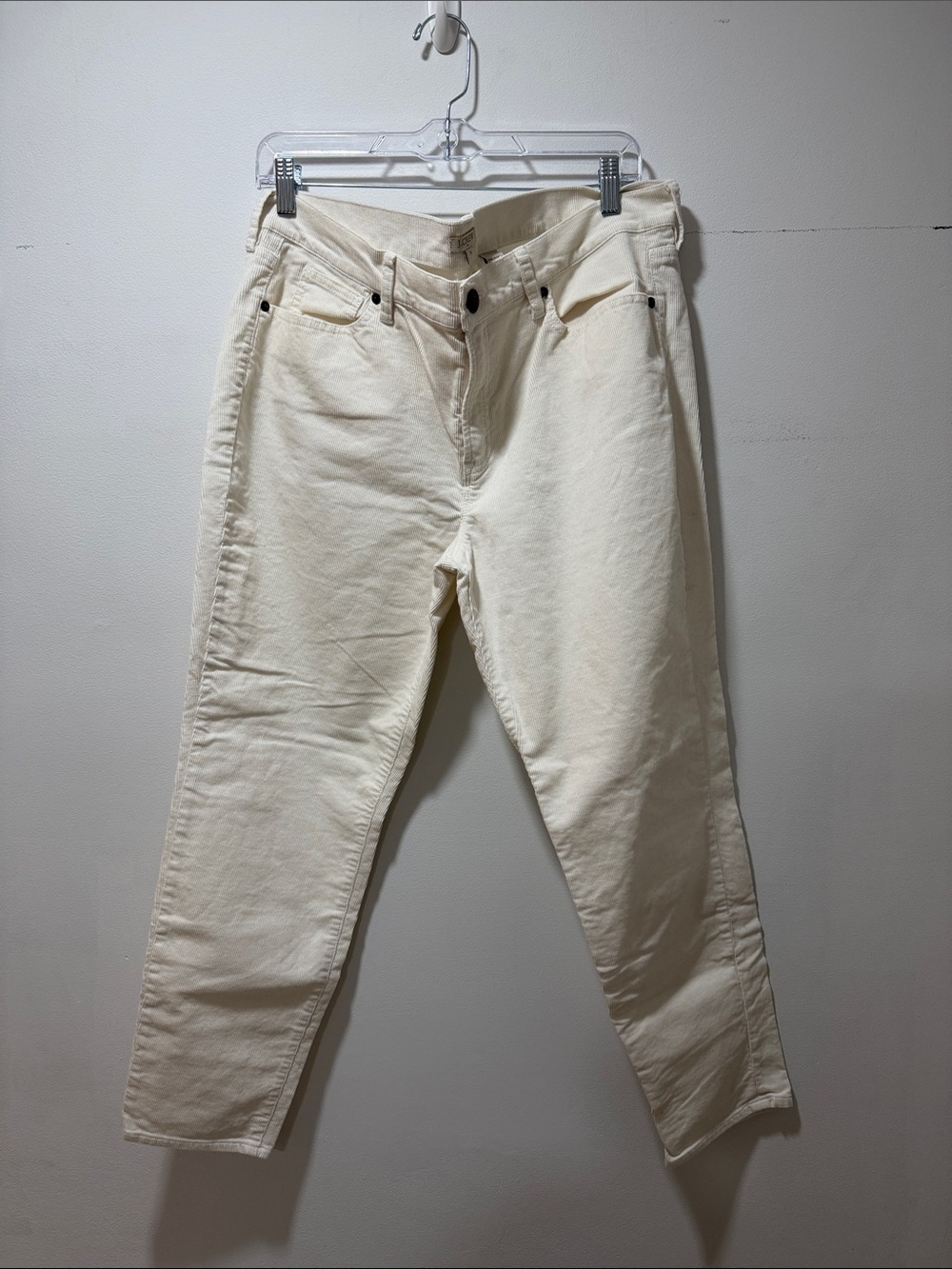J Crew Womens Cream Corduroy‎ Jeans Nautical Coastal Stretch 33 Teacher Straight